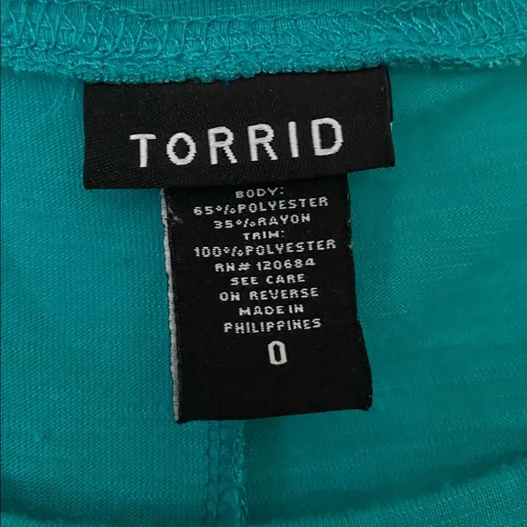 Torrid aqua green tunic with chiffon border torrid size 0 - Picture 3 of 5
